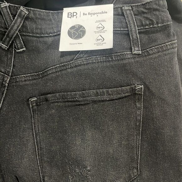 BP Denim Jean High Waist Distress Black Gray Ankle Crop Straight Leg Plus 14 NWT - Picture 3 of 5
